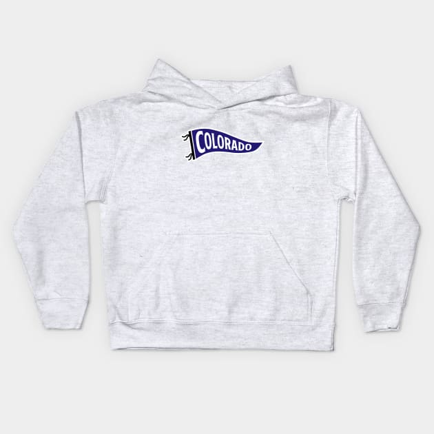 Colorado Pennant - White Kids Hoodie by KFig21